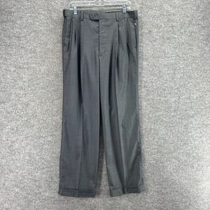 Giorgio DePaoli Dress Pants Men 34*30 Gray High Rise Pleated Straight Cuffed